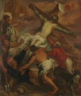 Dyke Sir Anthony Van Prints: The Raising of the Cross, probably last half of 17th century. Creator: Unknown