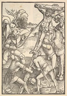Grien Hans Baldung Prints: The Raising of the Cross; verso: The Raising of the Cross