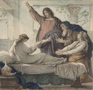Healing Gallery: The Raising of the Daughter of Jairus, 1873. Creator: Eduard Julius Friedrich Bendemann