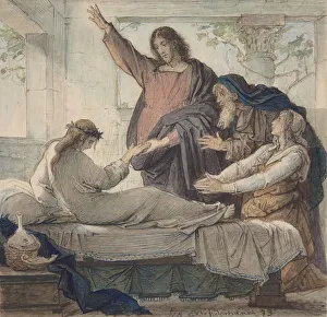 The Raising of the Daughter of Jairus, 1873. Creator: Eduard Julius Friedrich Bendemann