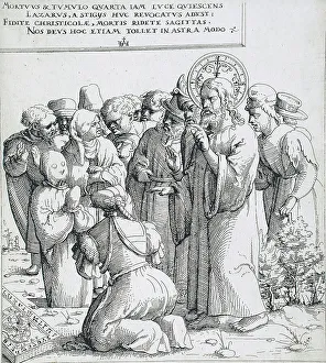 Hooded Prints: The Raising of Lazarus, 1545. Creator: Augustin Hirschvogel
