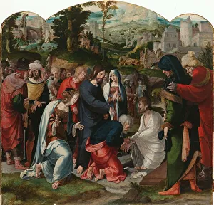 Leiden Aertgen Van Prints: The Raising of Lazarus, c.1530-c.1535. Creator: Aert Claesz