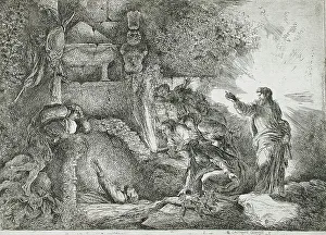 Il Grechetto Prints: The Raising of Lazarus, between c1647 and c1651. Creator: Giovanni Benedetto Castiglione
