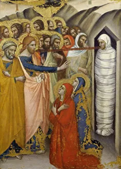 Wonderworker Prints: The Raising of Lazarus, ca 1365. Creator: Luca di Tommè (c. 1330-1389)