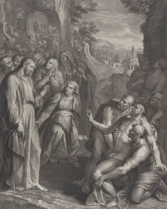 The Raising of Lazarus, with Christ standing at left, ca. 1729. Creator: Simon Vallee