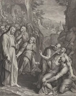 Raising Gallery: The Raising of Lazarus, with Christ standing at left, ca. 1729. Creator: Simon Vallee