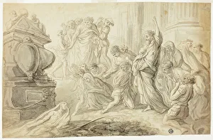 Lazarus Prints: Raising of Lazarus (recto); Travelers with Cart Outside Inn (verso)
