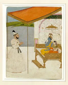 Hindu Prints: Raja Balwant Singhs Vision of Krishna and Radha, ca. 1745-50. Creator: Attributed