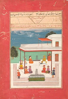 Maharaja Gallery: A Raja and a Guest Seated on a Terrace Listening to Musicians Perform