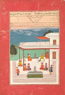 Rajah Prints: A Raja and a Guest Seated on a Terrace Listening to Musicians Perform
