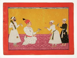 Falcon Prints: Raja Medini Pal (Reigned 1722-1736) of Basohli Being Presented with a Falcon