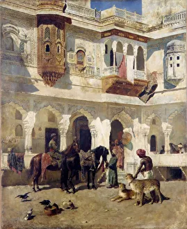 Courtyard Prints: The Rajah Starting on a Hunt, ca. 1885. Creator: Edwin Lord Weeks