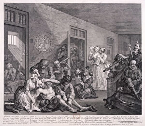 Bethlehem Hospital Gallery: A Rakes Progress, 1763; plate VIII of VIII. Artist: William Hogarth