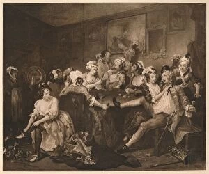 Austin Dobson Collection: A Rakes Progress - 3: The The Orgy, 1733. Artist: William Hogarth