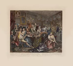 Hogarth Gallery: A Rakes Progress, Plate 3: The Tavern Scene, ca 1735. Creator: Hogarth