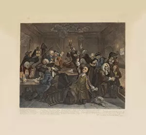 Images Dated 30th September 2021: A Rakes Progress, Plate 6: Scene In A Gaming House, ca 1735