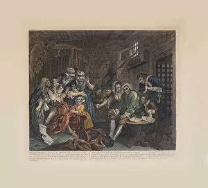 Hogarth Gallery: A Rakes Progress, Plate 7: The Prison Scene, ca 1735. Creator: Hogarth