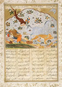 Deccan Prints: Raksh Saves Rustam from a Lioness
