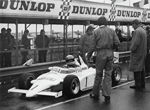 Hampshire Prints: Ralt RT3 in pits, Ayrton Senna, Formula 3 at Thruxton 3rd March 1983. Creator: Unknown