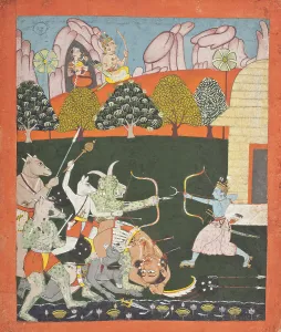 Sita Prints: Rama Battling The Titans, Folio from a Ramayana (Adventures of Rama) (image 1 of 6)
