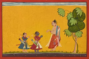 Indian Miniature Collection: Rama and Lakshman with the sage Vishvamitra, from a Ramayana, ca. 1680-1690