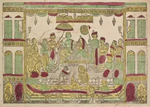 Rama and Sita in Royal Palace, 1800s. Creator: Shri Gobinda Chandra Roy