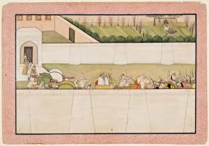 Opaque Watercolour And Gold On Paper Gallery: Ramas Brothers Bharata and Shatrughna set out from Ayodhya to find Rama and Lakshmana