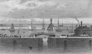 Ramsgate Harbour and Light House, Kent, c1829. Artist: C Bedford