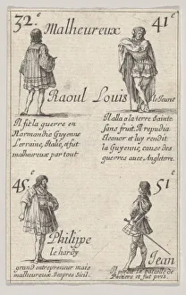 Della Bella Prints: Raoul... / Louis le Jeune... from Game of the Kings of France (Jeu des Rois de France