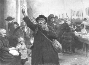 J Simont Prints: Rapatries; apres la distribution des lettres: Ils sont vivants tous les deux !