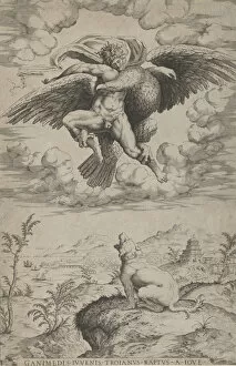 Beatrizet Nicolas Gallery: The Rape of Ganymede by Jupiter in the guise of an eagle carrying him into the heavens