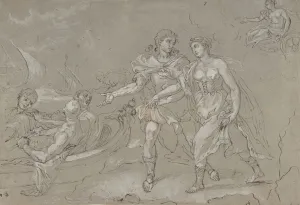 Theseus Prints: The Rape of Helena; verso: Study of a Kneeling Nude Male Figure, late 17th-18th century