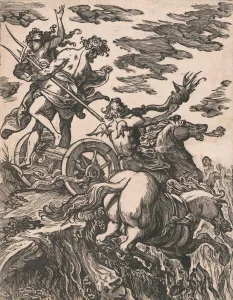 Proserpina Prints: Rape of Persephone with Pluto on horseback at right, 1590-1607. Creator: Giuseppe Scolari
