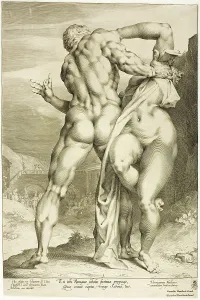 Assault Prints: The Rape of a Sabine Woman, View from Behind, c.1598. Creator: Jan Muller