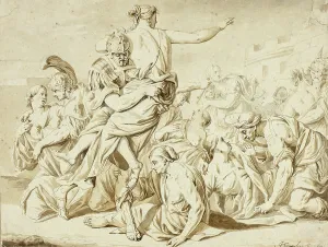 Abducting Prints: Rape of the Sabines, c.1681. Creator: Jacob Toorenvliet