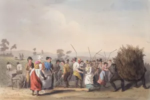 Havell Prints: Rape threshing, 1st November 1813. Artist: Robert Havell