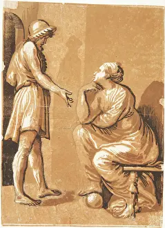 Raffaello Prints: Raphael with his mistress, c1525. Creator: Ugo da Carpi (1480-1532)