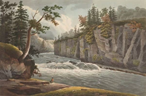 Aquatint Printed In Color With Hand Coloring Gallery: Rapids Above Hadleys Falls (No. 4 of The Hudson River Portfolio), 1822-23