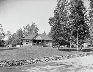 Antlers Prints: Raquette Lake, cottage at the Antlers (Spruces)