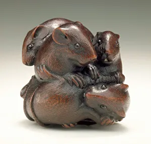 Five Rat Group, Mid-late 19th century. Creator: Ikkan