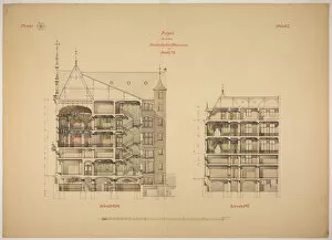 Cross Section Gallery: Rathskeller Neubau, Halle (Saale), Saxony-Anhalt, Germany, Two Sections, c. 1887