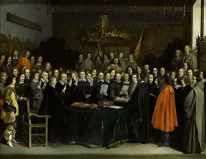 Agreement Prints: The Ratification of the Treaty of Münster, 1648. Creator: Gerard Terborch II