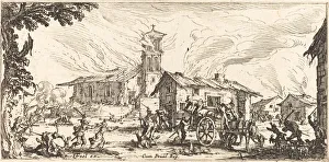 Ravaging and Burning a Village, c. 1633. Creator: Jacques Callot Ravaging and Burning a Village, c. 1633. Creator: Jacques Callot