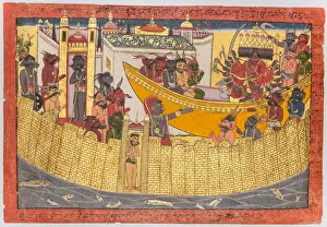 Northern India Prints: Ravanas sister complains that her nose was cut off by Lakshmana as the demons