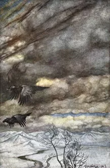 Raven Gallery: The ravens of Wotan, 1924. Artist: Arthur Rackham