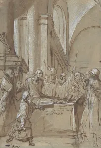 Deceased Prints: Raymond Diocres Speaking During His Funeral (from the Life of Saint Bruno of Cologne