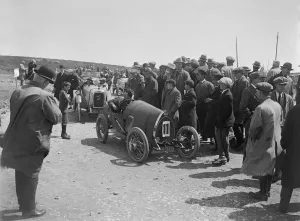 Raymond Mays Bugatti Brescia and JS Chances Enfield Allday, Porthcawl Speed Trials, Wales, 1922