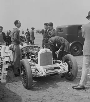 Car Maintenance Gallery: Raymond Mays Vauxhall-Villiers at a sand racing event, c1930s. Artist: Bill Brunell