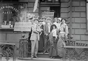 Suffragettes Prints: R.C. Beadle, A.H. Brown, and suffragettes, 1913. Creator: Bain News Service