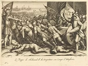 Dragging Gallery: The Re-embarkation of the Troops, c. 1614. Creator: Jacques Callot
